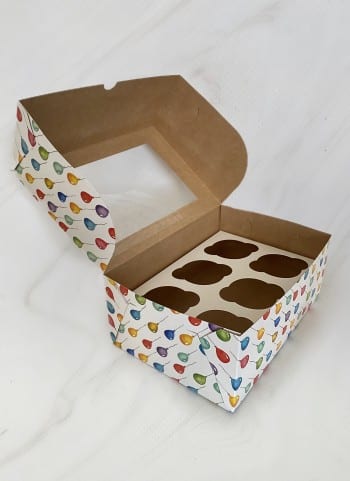 Упаковка под 6 капкейков с окном "Шарики" — изображение 2